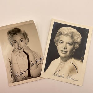 Vintage 1950's Photographs With Autographs Of Actress Dinah Shore & Elena Verdugo Both In Black And White SOLD Together