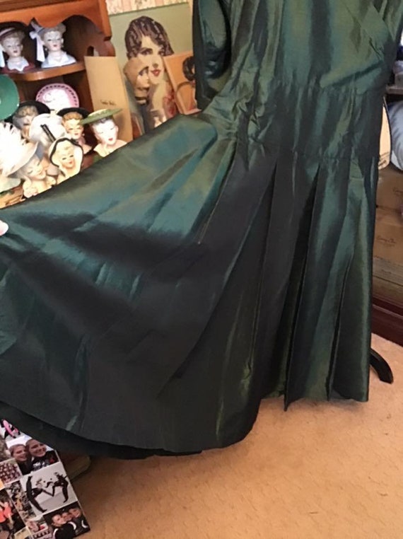 Vintage 1950's Dress Iridescent Green Taffeta Fab… - image 3