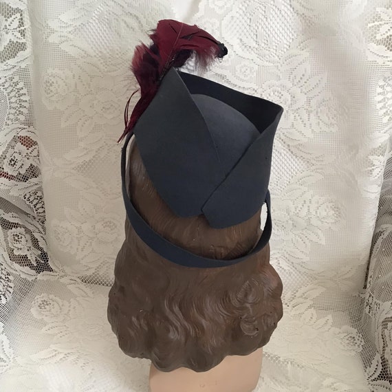 Vintage 1940's Hat Steele Blue Gray Felt Art Deco… - image 5