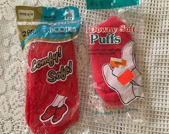 Vintage 1980's Slipper Bootie Socks Reddish Orange Color 2 Different Sizes Each Sold Separately!!