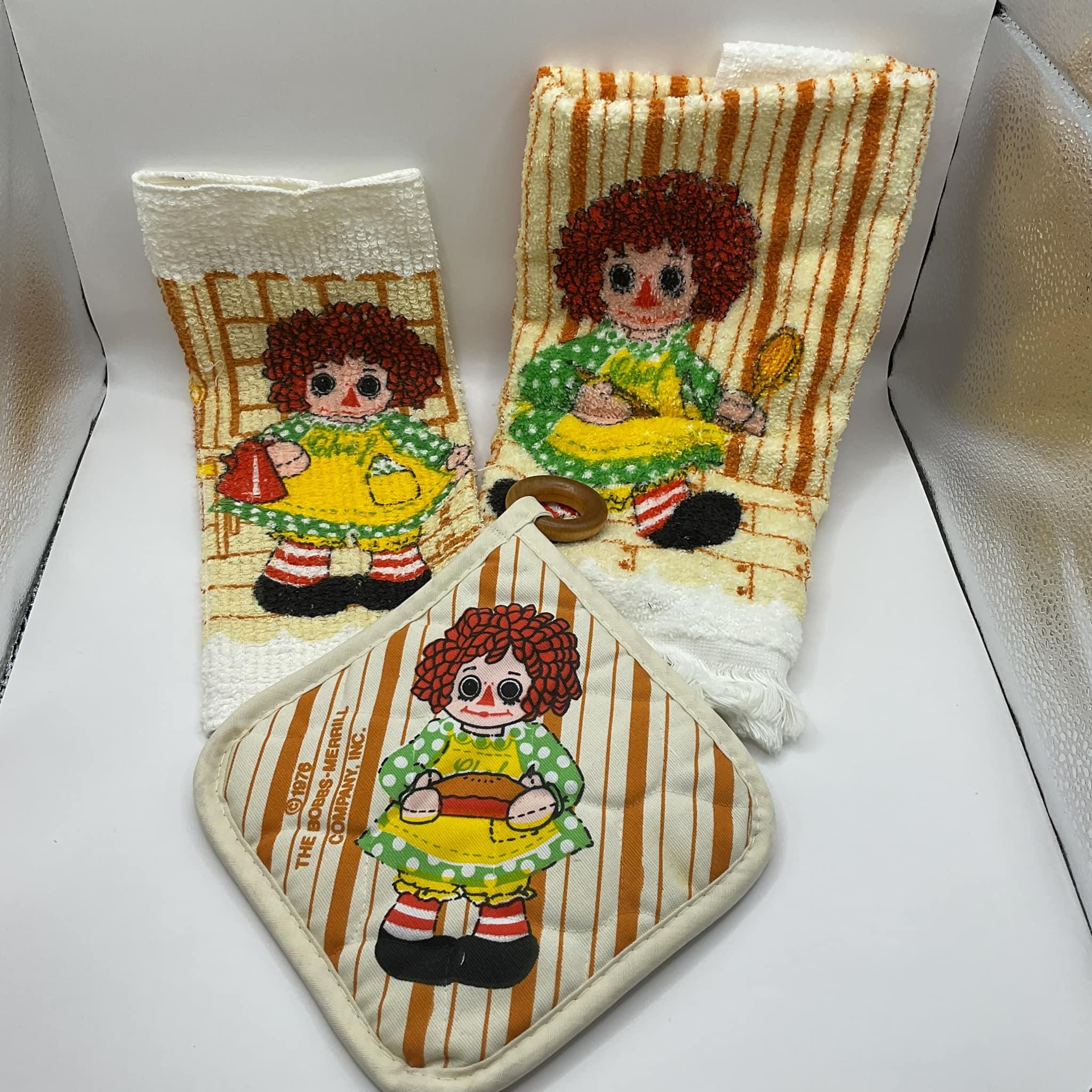 アンディママ　アンファン　ハッチボードＳ Vintage 1970's (1976) Towel Dish Cloth Pot Holder *raggedy Ann