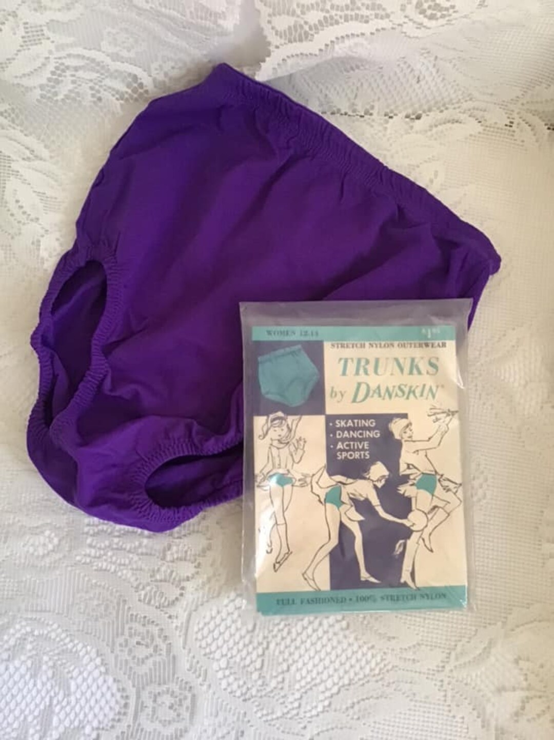 Vintage 1970's Panties trunks by Danskin Womens Dark Purple Deadstock in  Original Package Stretch Outerwear Sportswear 