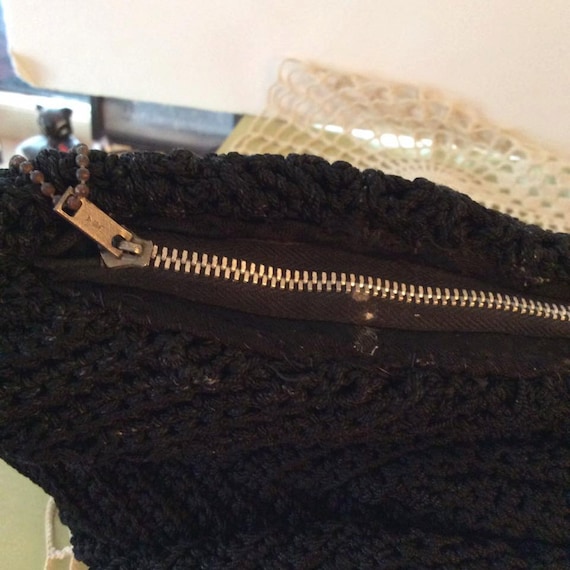 Vintage 1940s Clutch Handbag Homemade Black Gimp … - image 5
