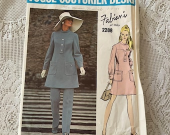 Ubrania z lat 70., wzór, sukienka, tunika, spodnie *Vogue Couturier Design* Fabiani Of Italy #2288