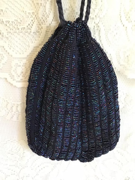 Vintage 1920's 1930's Beaded Handbag Iridescent B… - image 4