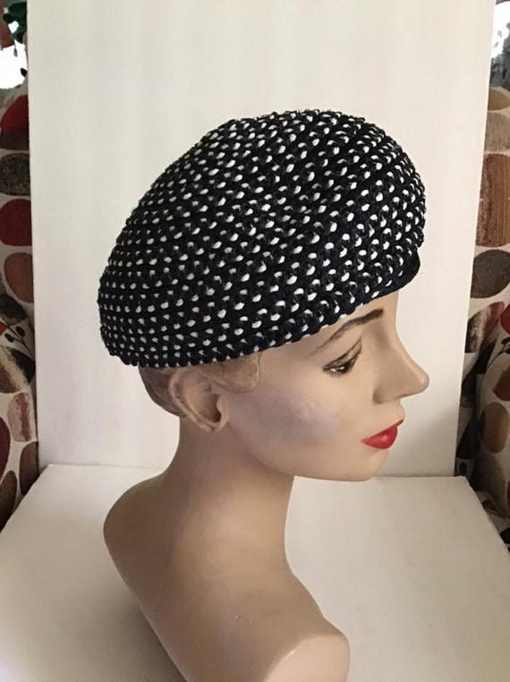 Vintage 1960's Hat Black And White *An Everitt* - image 6