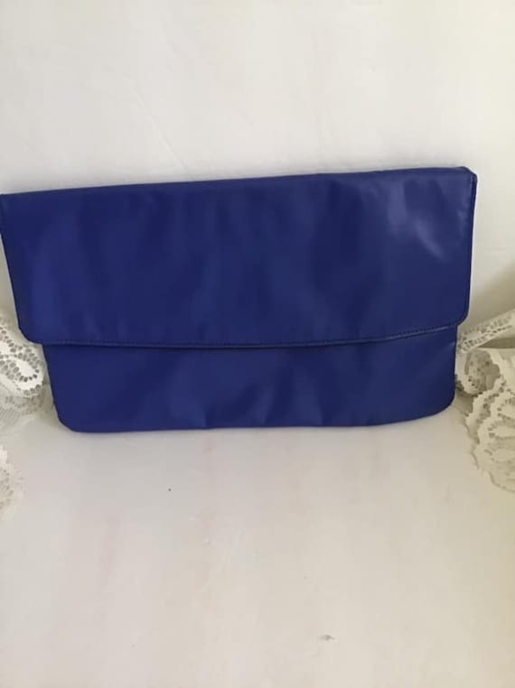 Vintage 1970's Clutch Bag Purse Light Blue Faux/F… - image 1