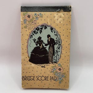 Bloc de papel para conteo de puntuaciones de bridge vintage de los años 30 (fecha de 1935) ¡Se vende en el estado en que se encuentra!