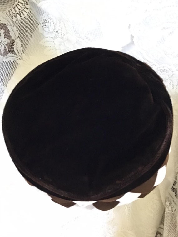 Vintage 1960's Hat Pillbox Dark Brown And Light B… - image 5