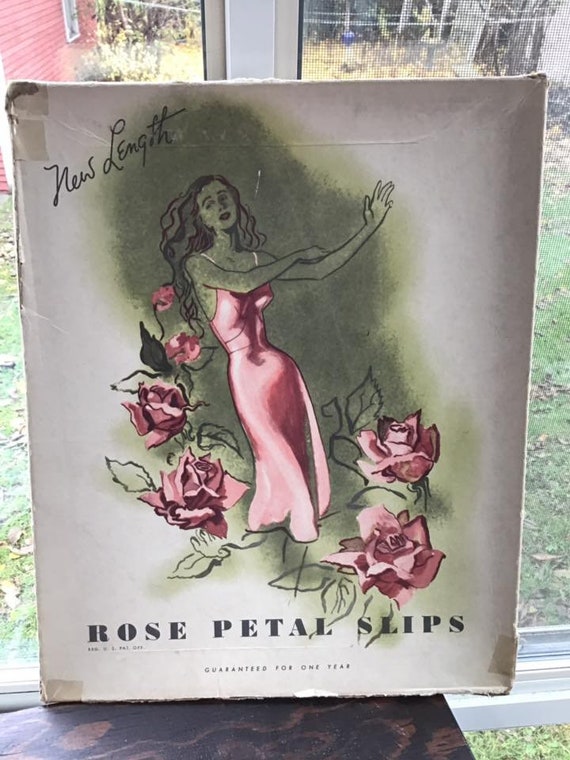 Vintage 1940s 1950s Box Lid *Rose Petal Slips* La… - image 1