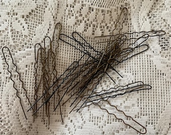 Vintage 1920's 1930's Hair Pins Bobby Pins Set Of 27 Some Light Brown And Black