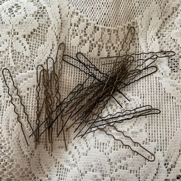 Vintage 1920's 1930's Hair Pins Bobby Pins Set Of 27 Some Light Brown And Black