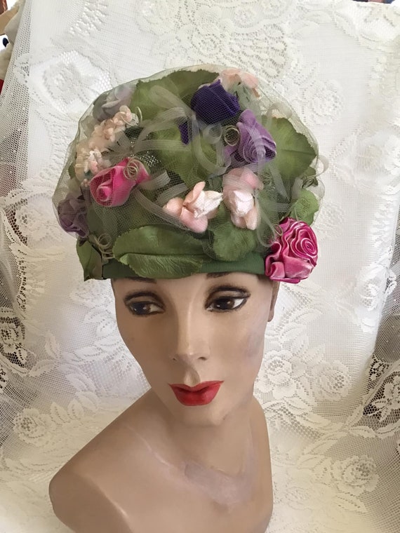 Vintage 1960's Hat Handmade/Homemade With Velvet … - image 10