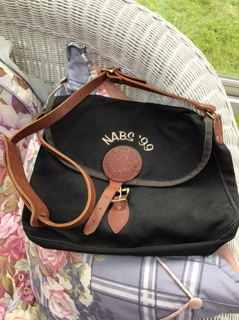 Vintage 1990's Crossbody Bag (Dated shops '99) *Duluth Pack-Duluth Minn.* Black Canvas Brown Genuine Leather