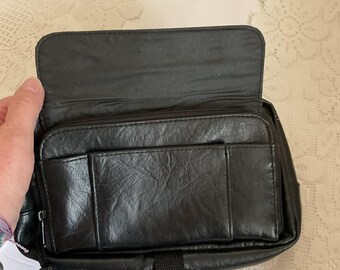 Vintage 1990's Y2K Fanny Pack Crossbody Sling Bag Black Faux/fake