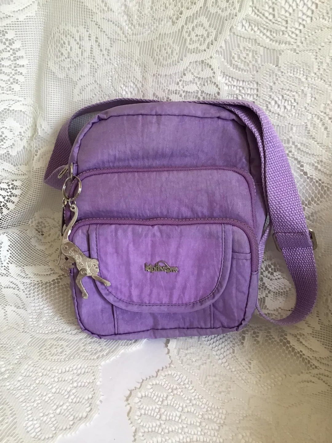 Vintage 1990's Y2K Shoulder Bag Cross Body Bag kipling Lavender