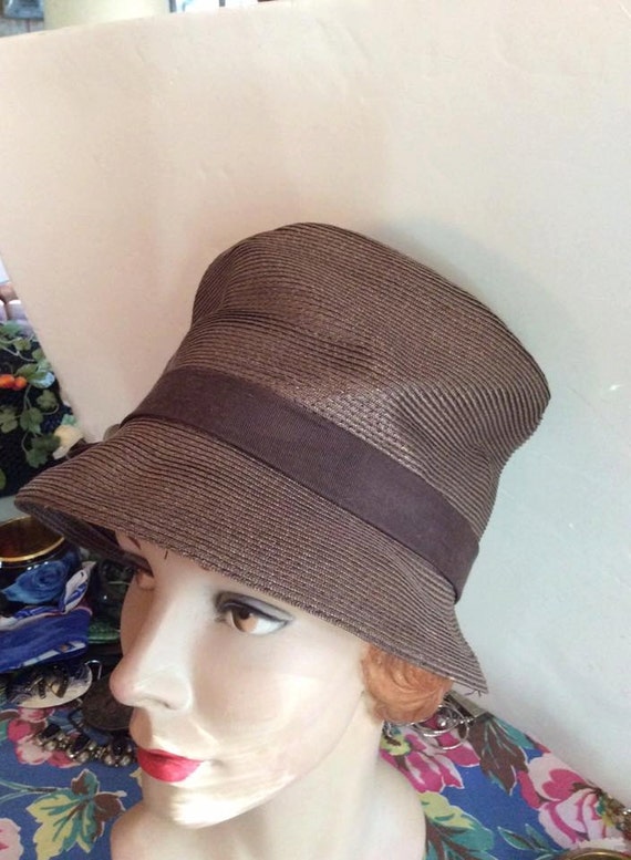 Vintage 1950s Hat Brown Straw Styled By Juli-Kay … - image 2