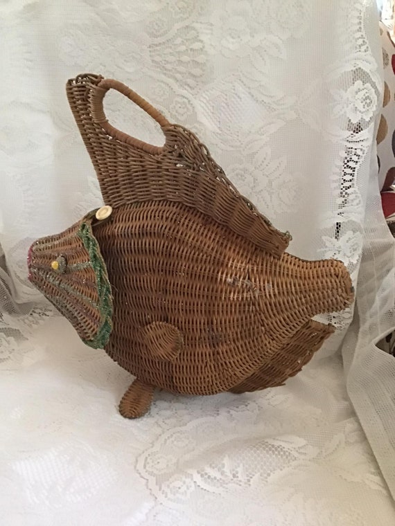 Vintage 1950's 1960's Handbag Purse RARE Wicker F… - image 4