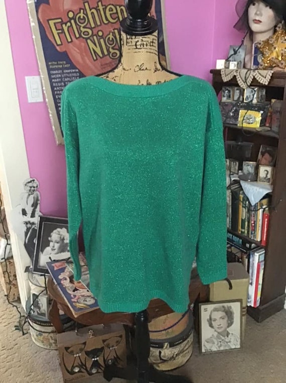 Vintage 1990's Sweater Pullover Dark Peacock Green