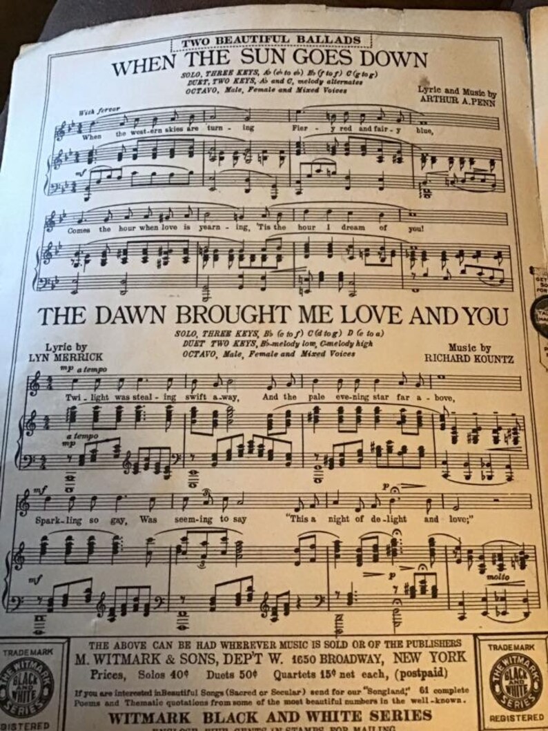 Vintage 1920's Sheet Music Dated MCMXXIX/1929 the Gold - Etsy