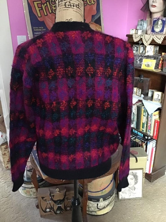Vintage 1980's Cardigan Sweater Button Down Black/dark