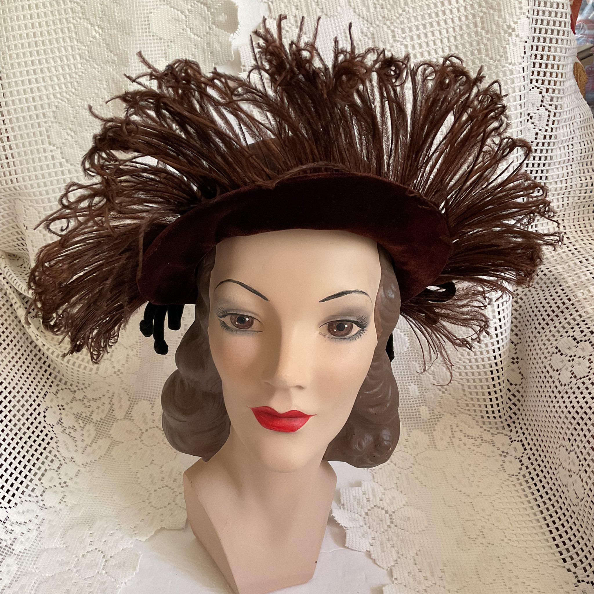 Vtg Brown Velvet Hat - Etsy Australia display picture 1