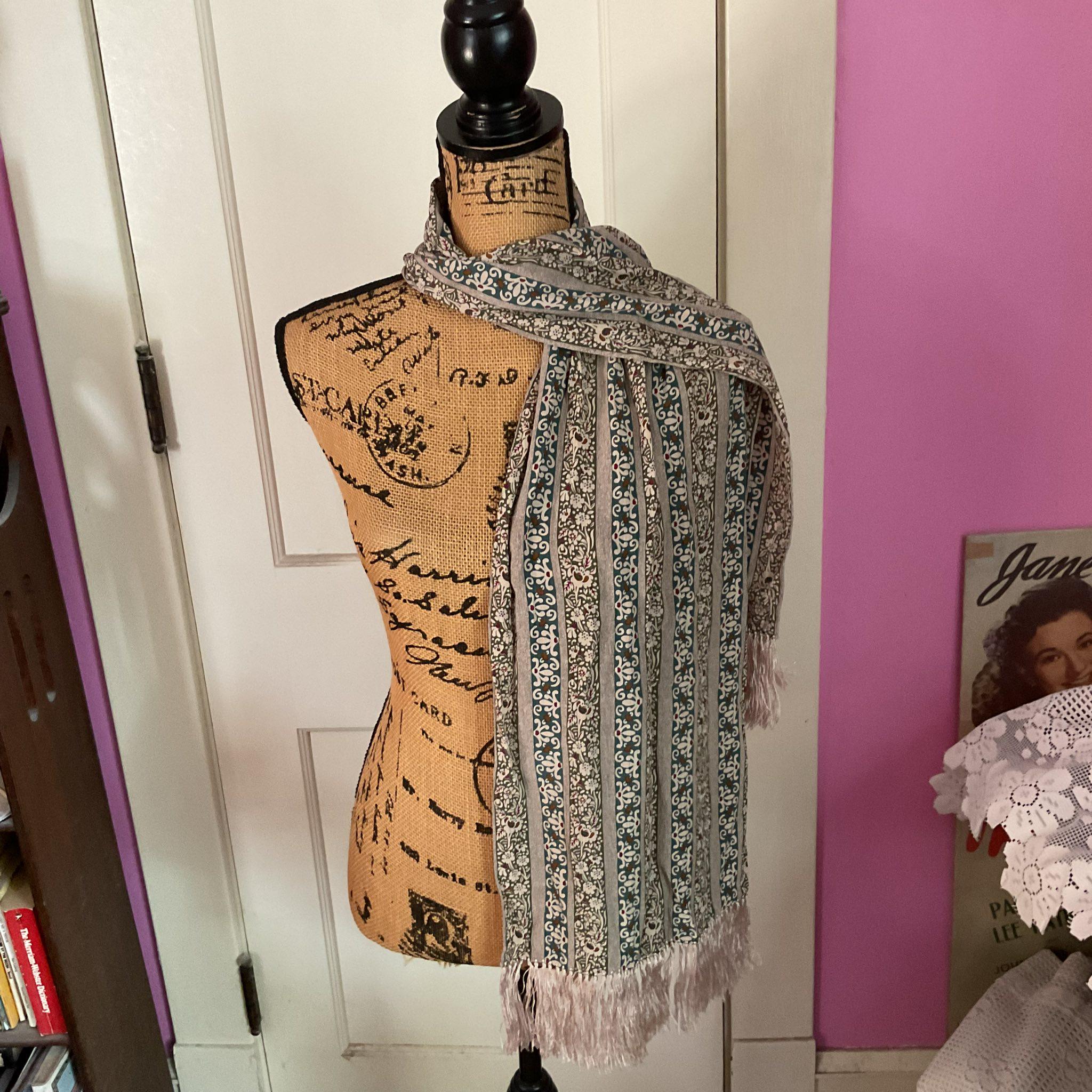 Vintage 1970's 1980's Scarf Silk Adorned With Fringe *giorgio