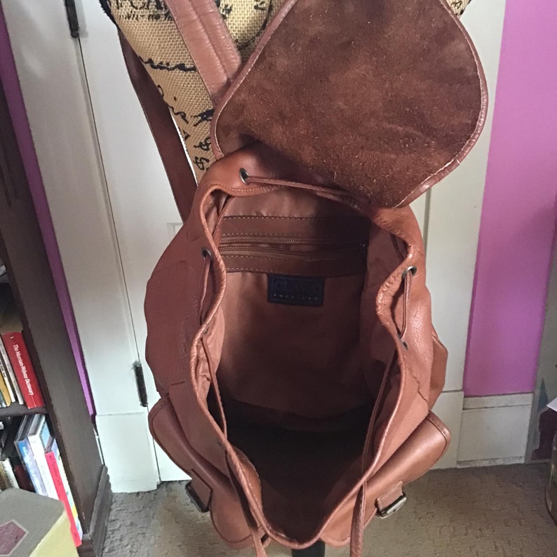 Vintage 1990's Backpack Brown Genuine Soft Leather Clava American image 5