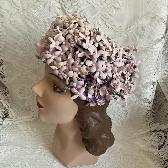 Vintage 1950's 1960's Hat Lavender Woven Straw Ad… - image 1