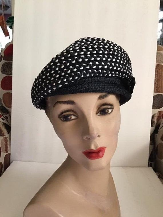 Vintage 1960's Hat Black And White *An Everitt* - image 1