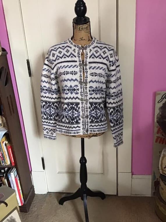 Vintage 1990's Sweater Cardigan Fancy Closures Li… - image 1