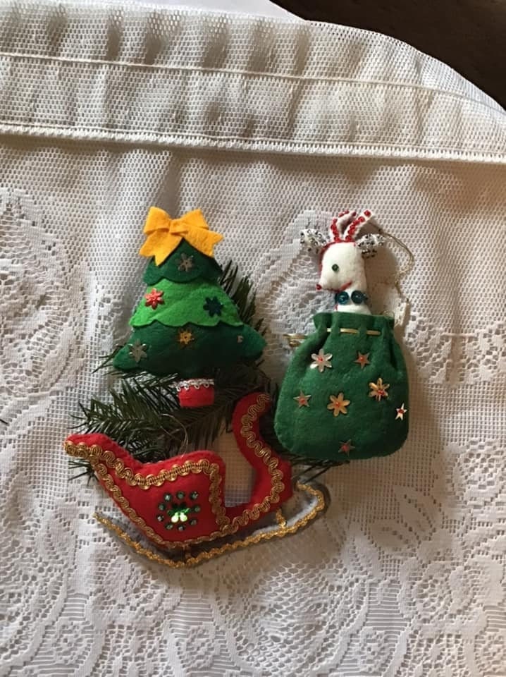 * antique ornament ❀ * 古い羊さん オーナメント Vintage 1970's 1980's Ornaments Christmas Xmas Set of 3 Handmade