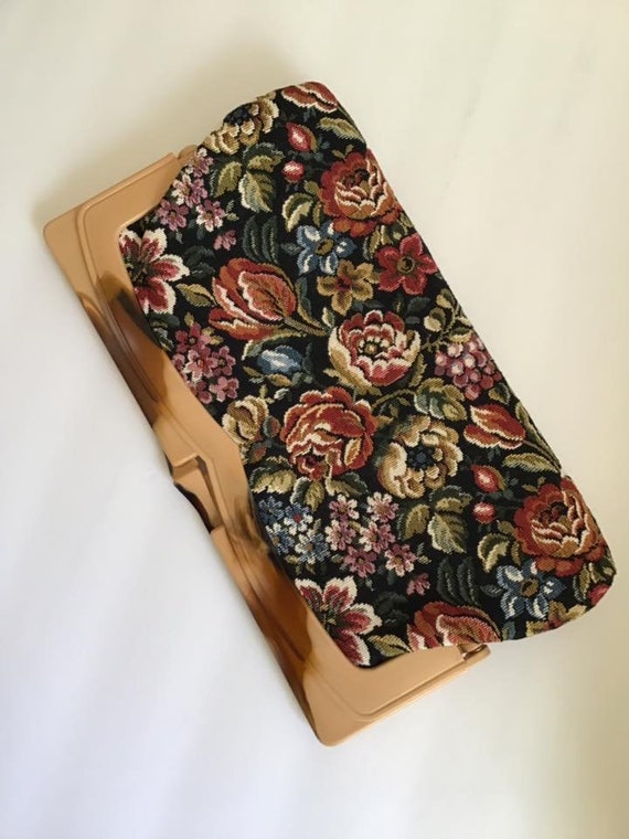 Vintage 1970's Clutch Hand Bag Purse Floral Fabri… - image 6