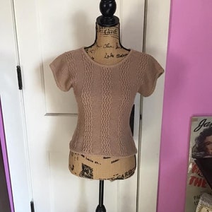 Vintage 1980&#39;s Vest Sweater Vest *EVIAN LTD.* Light Tan Made Of Ramie & Cotton