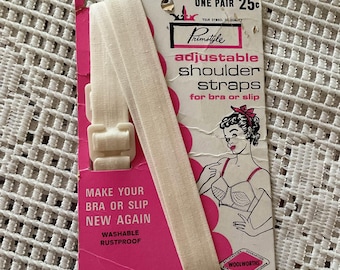 Vintage 1950's Shoulder Straps For Bra/Slips Adjustable Deadstock On Display Card *Primstyle*