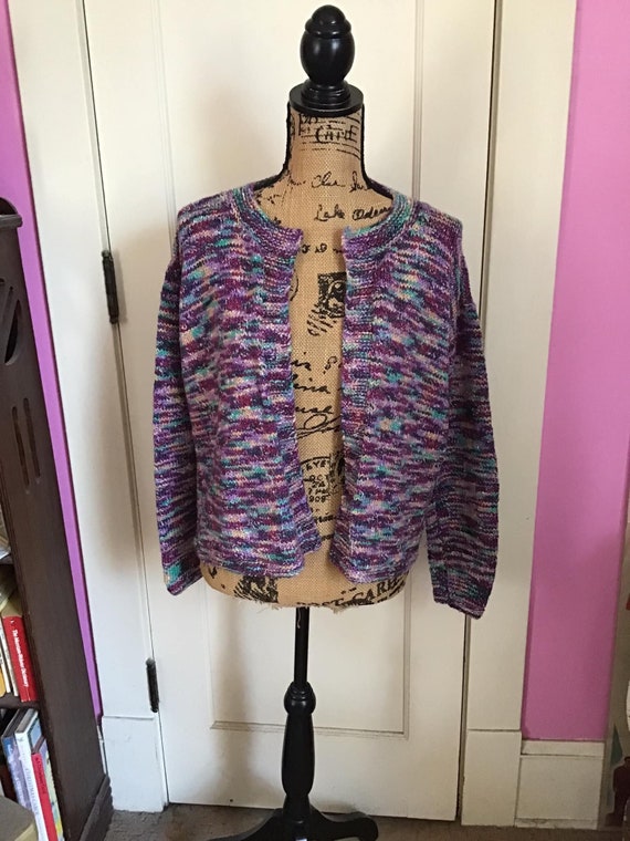 Vintage 1990's Sweater Open Front Cardigan Handmad