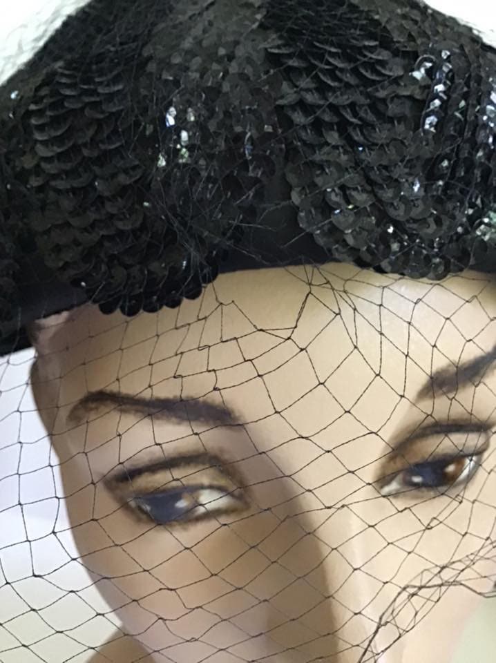 Vintage 50\'s 60\'s Marche Exclusive Cocktail Hat with Bead Swirl And Sequins Vintage marche exclusive - Gem main image 4