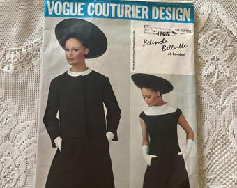 Kurtka z wzorem vintage z lat 60. XX wieku, dwuczęściowa *Vogue Couturier Design* Projektantka Belinda Bellville z Londynu nr 1795