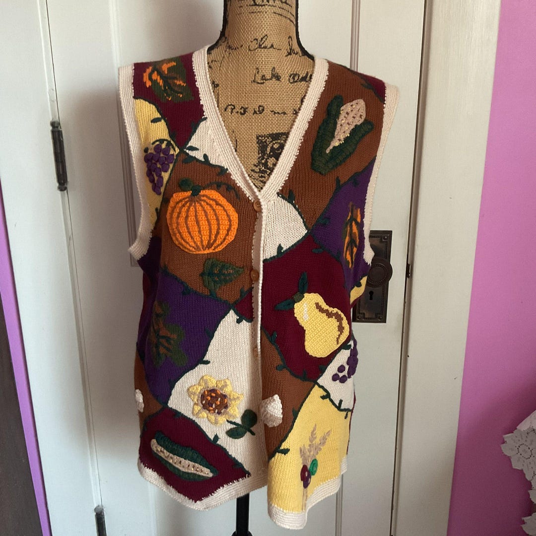 Vintage 1990's Sweater Button Down Vest *eagle's Eye Collectibles