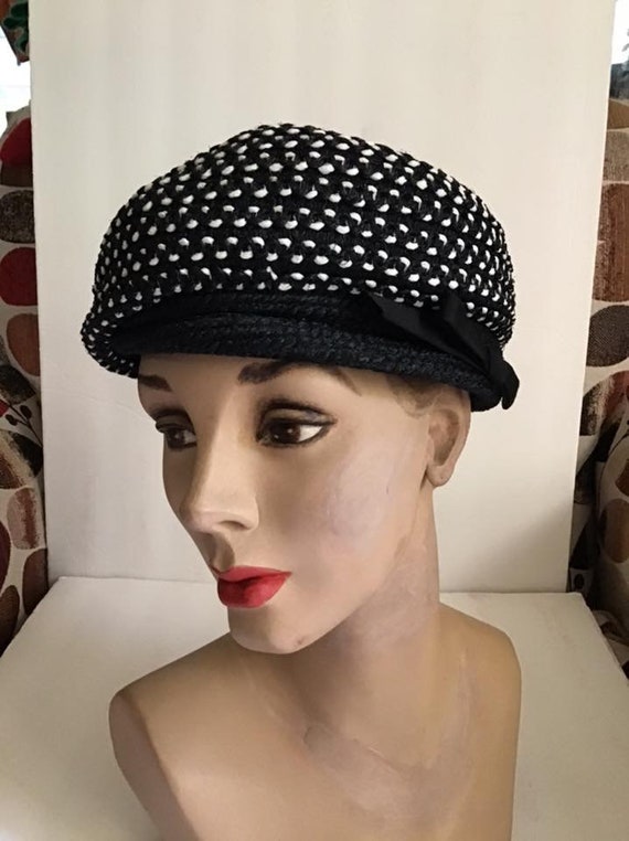 Vintage 1960's Hat Black And White *An Everitt* - image 2