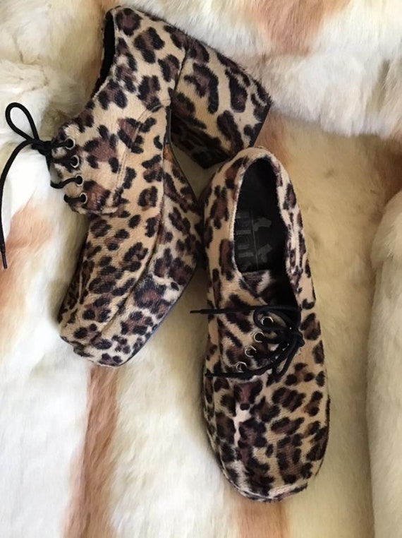 Vintage 1970's 1980's Shoes Men's Platforms Animal
