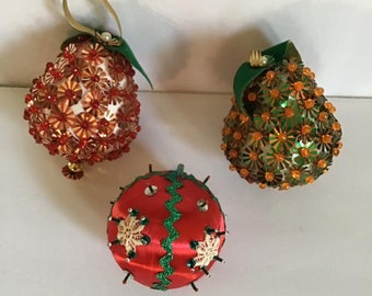 USA Vintage 1970’s X'mas Ornament クリスマス Vintage 1960's 1970's Ornaments Christmas Handmade/homemade 3