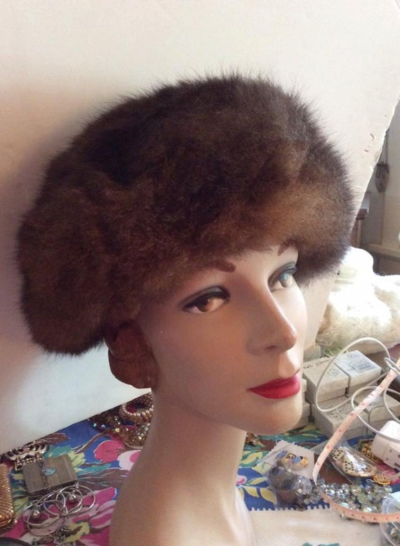 Vintage 1950s Hat Genuine Possum Fur Precious Fur… - image 1