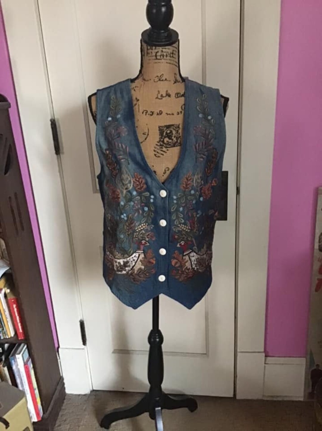 Vintage 1990's Y2K Vest Deadstock W/tag Denim Button Down
