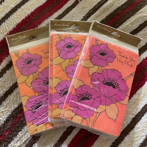 Tarjetas vintage de los años 70 Tarjetas de agradecimiento (cada paquete se vende individualmente) Contiene 10 tarjetas y 10 sobres por paquete Stock muerto/sin usar