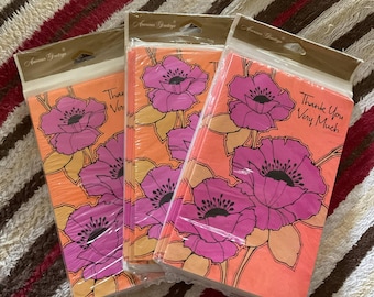 Vintage 1970&#39;s Cards Thank You Cards (Each Package Sold Individually) Contains 10 Cards & 10 Envelopes Per Package Deadstock/Unused