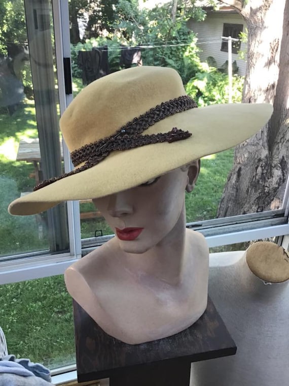 Vintage 1940s 1950s Hat Wide Brim *Rane'l Origina… - image 2