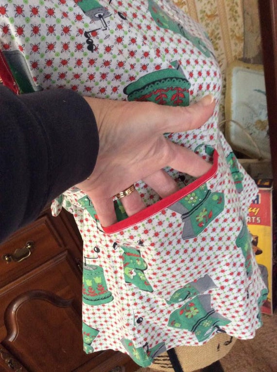 女の子イラスト ヴィンテージ コットンエプロン 女の子イラスト