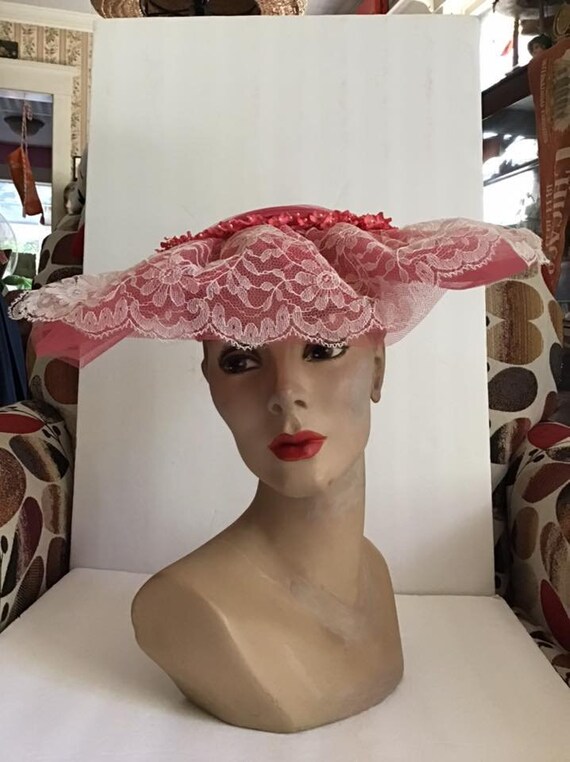 Vintage 1950's Hat Handmade Bridesmaid Hat Dark Pi