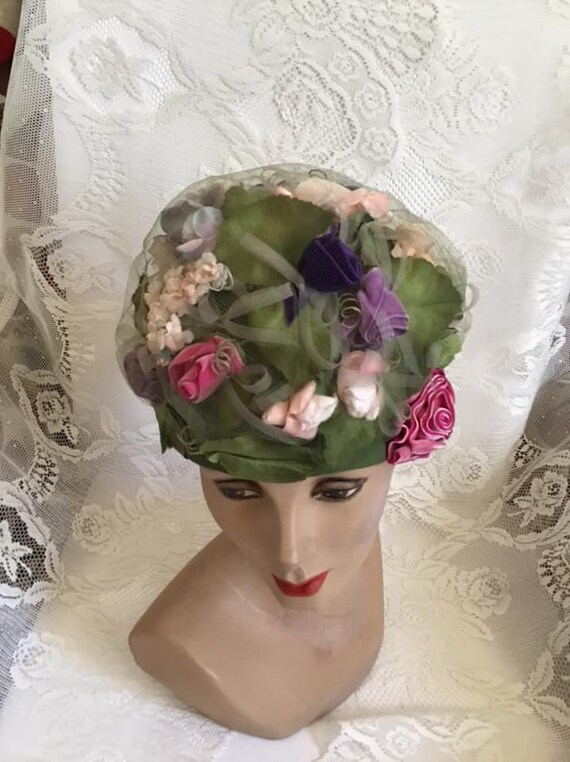 Vintage 1960's Hat Handmade/Homemade With Velvet … - image 8